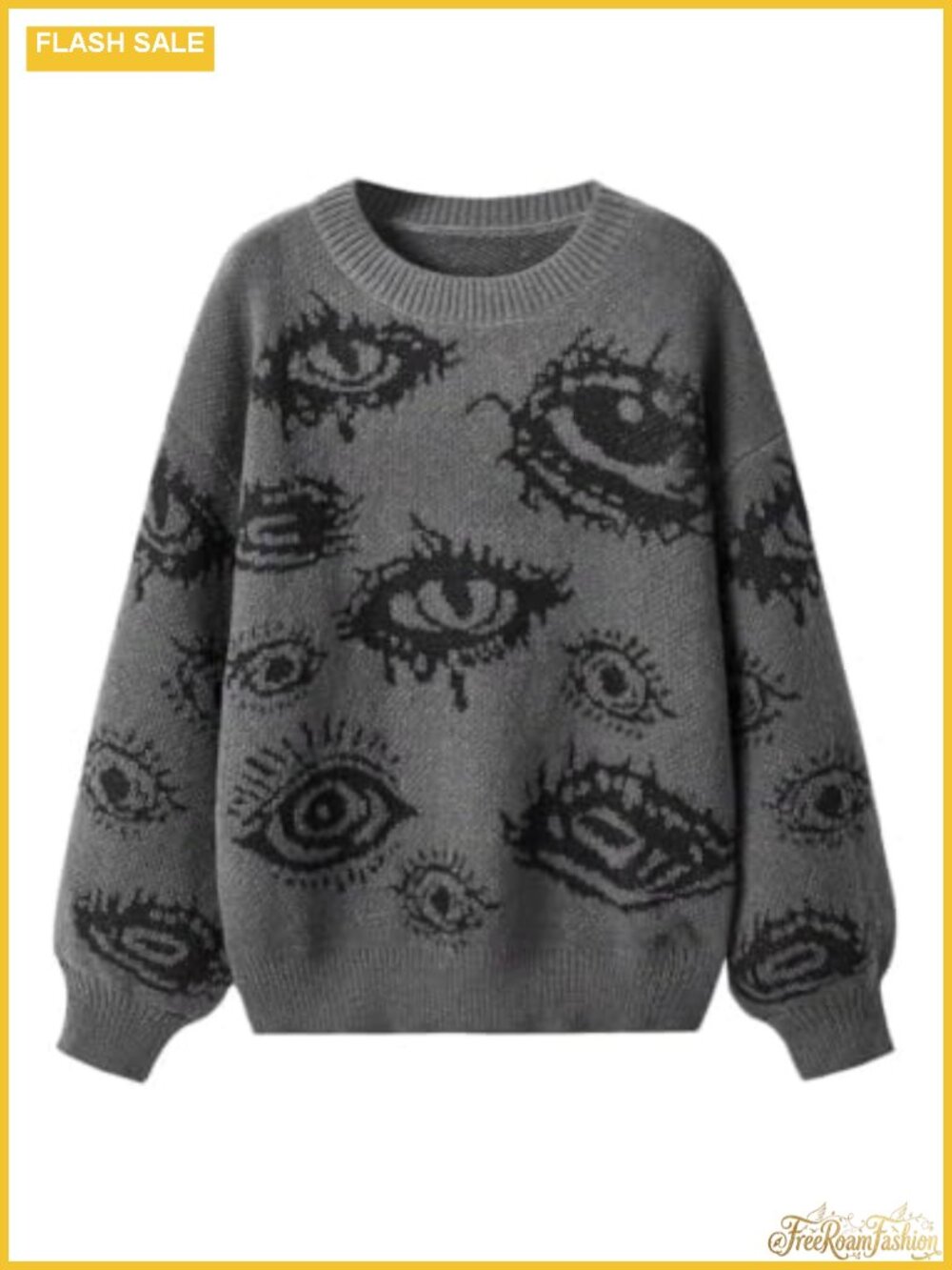 Crewneck Pullover Sweater Goth Punk Y2K Graphic Cropped Long Top